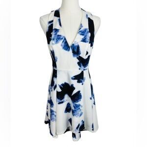 Lulu's Navy and White Floral Racerback Mini Dress